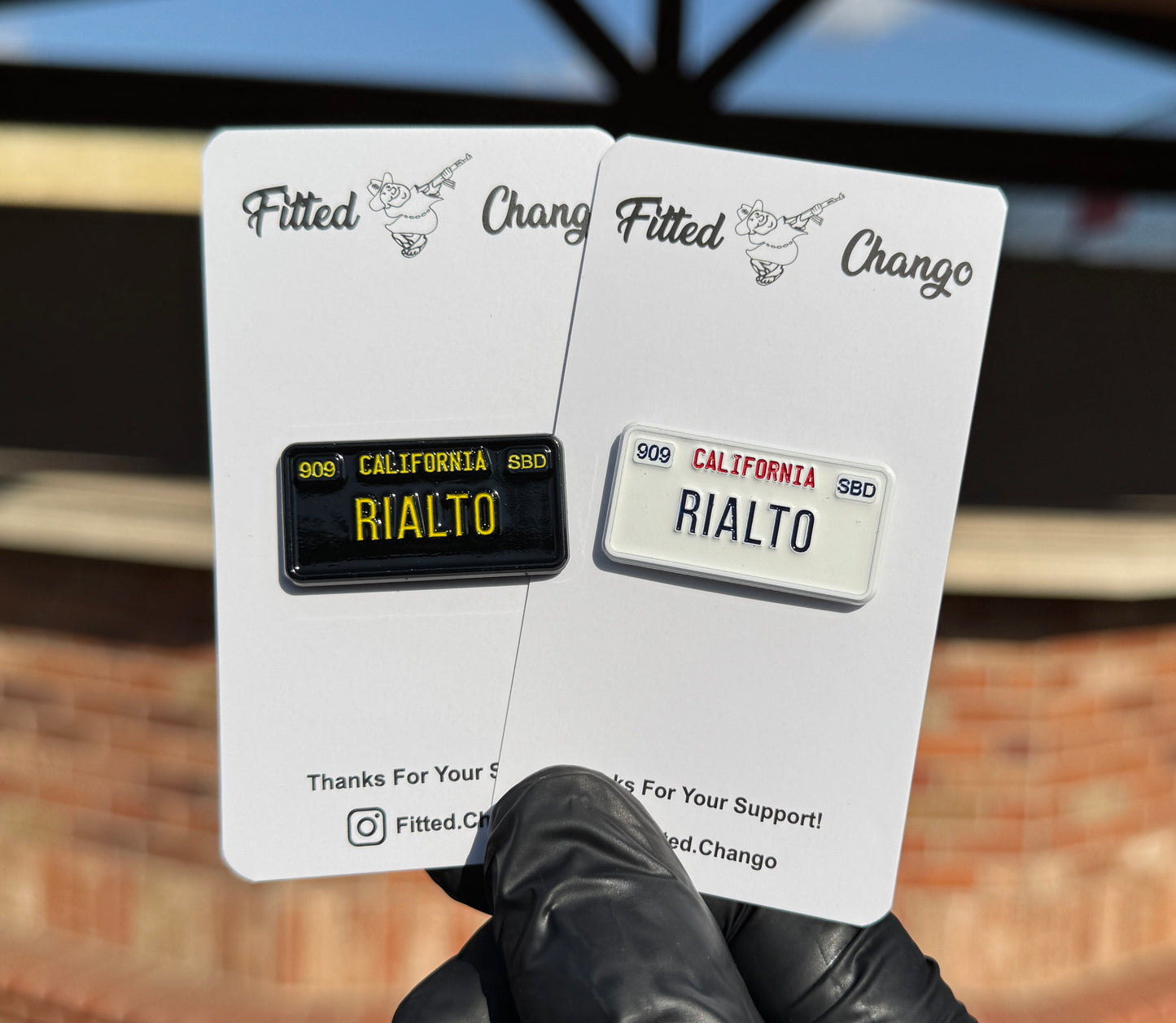 Rialto License Plate Pin