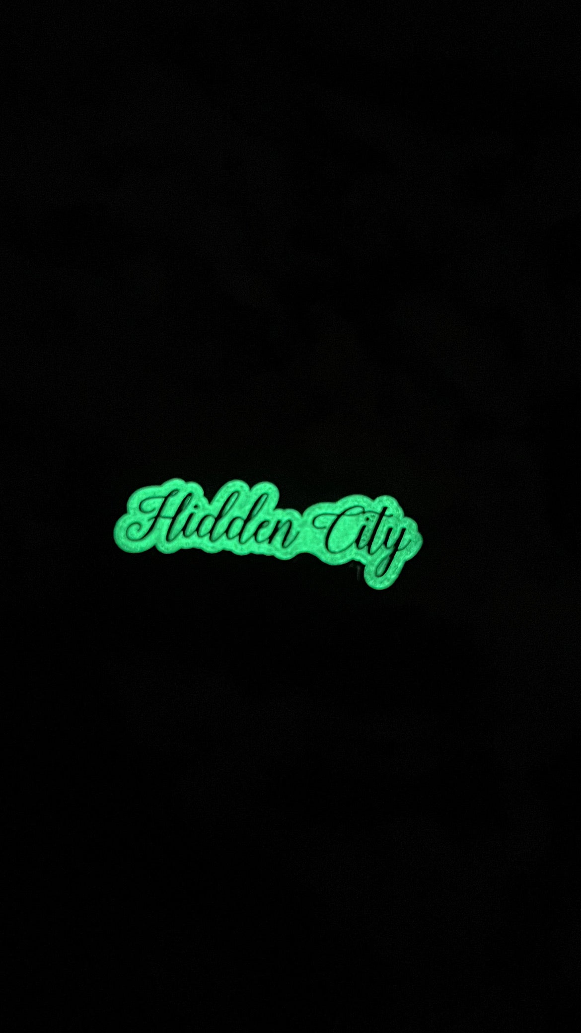 Escondido & Hidden City Hat Clips (Black With White Glow In The Dark Background)